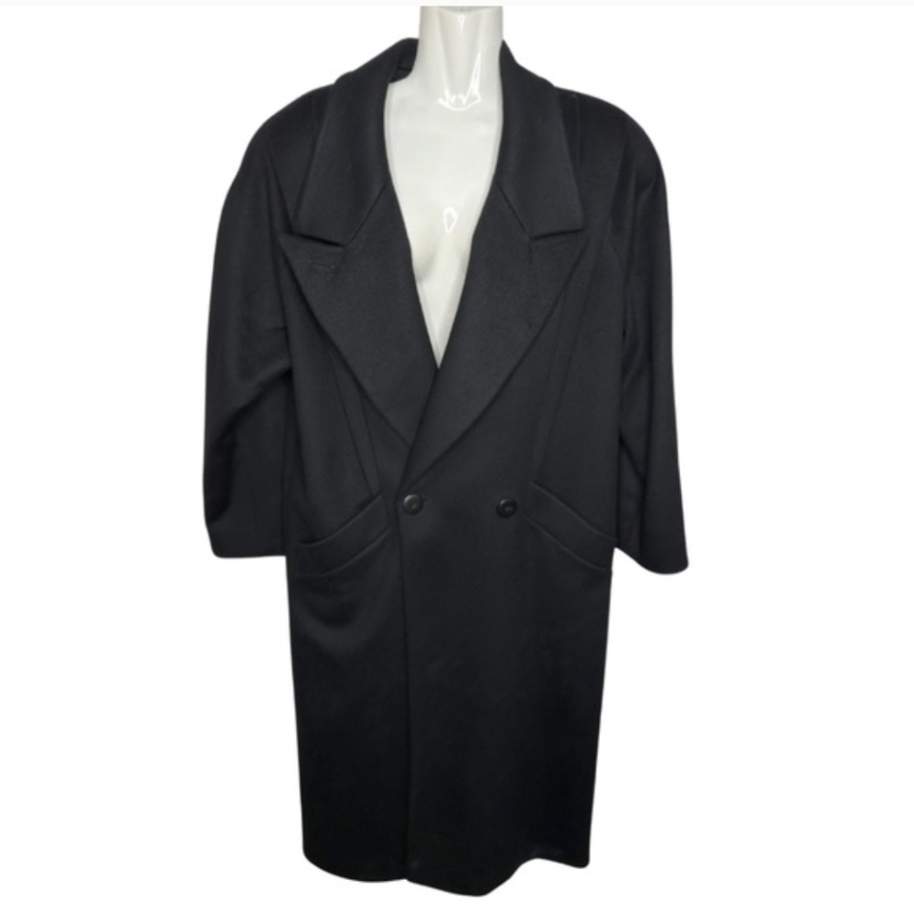 Gorgeous Women’s Vintage Ashley Scott Long Black Double Breasted 100% Wool Coat